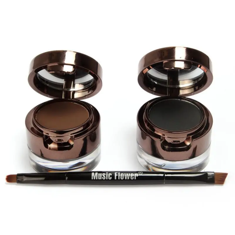 Прибытие длительный коричневый/черный гель подводка для глаз + черный порошок