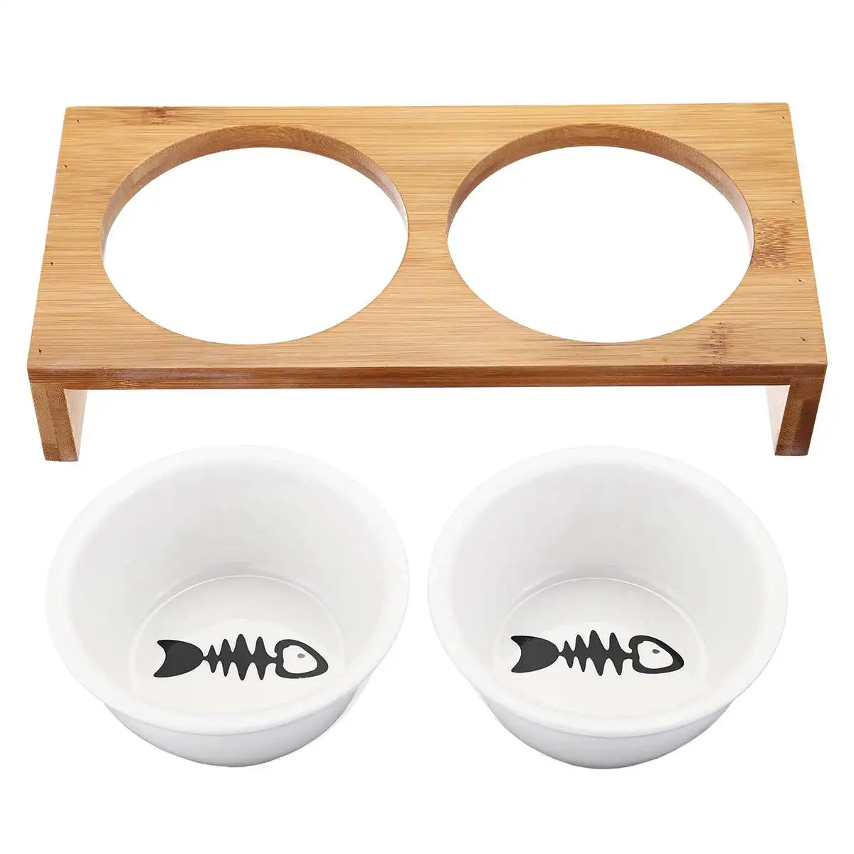 Fashion Cat Dog Feeders Bowls Bamboo Tableware Ceramic Pet Food Water Bowl High Grade Anti Skid Supplies | Дом и сад