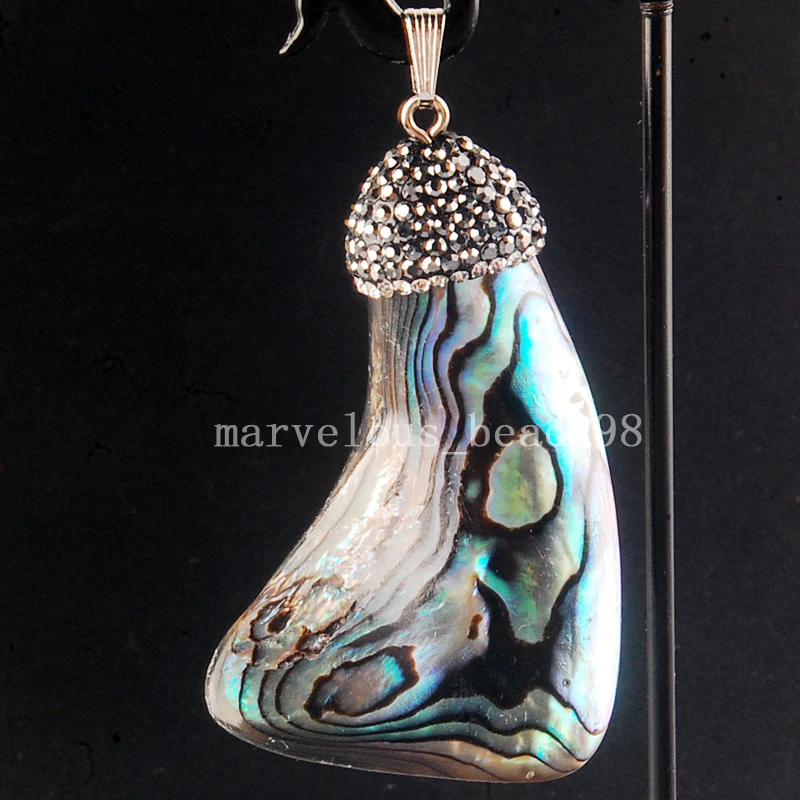 Бесплатная доставка, красивая бижутерия 33x58 мм, ракушка аблон из Новой Зеландии для женщин и мужчин, подвеска из бисера, 1 шт., PC4203
