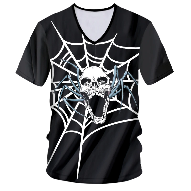 Мужская футболка OGKB Повседневная в стиле хип хоп с треугольным вырезом и 3D