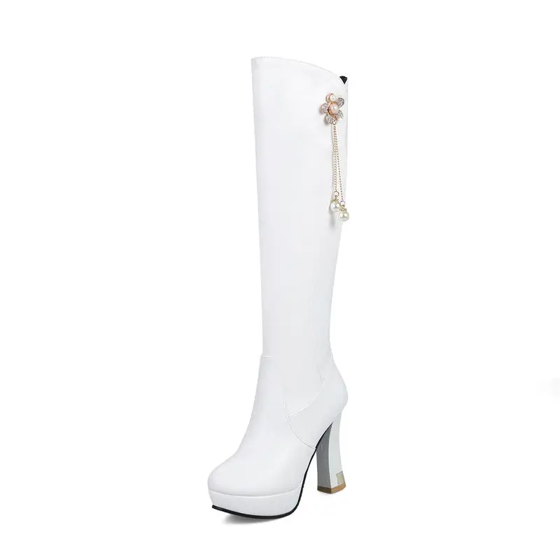 

ASUMER 2020 HOT SALE popular flower high heels boots high quality pu adult winter boots round toe sexy over the knee boots