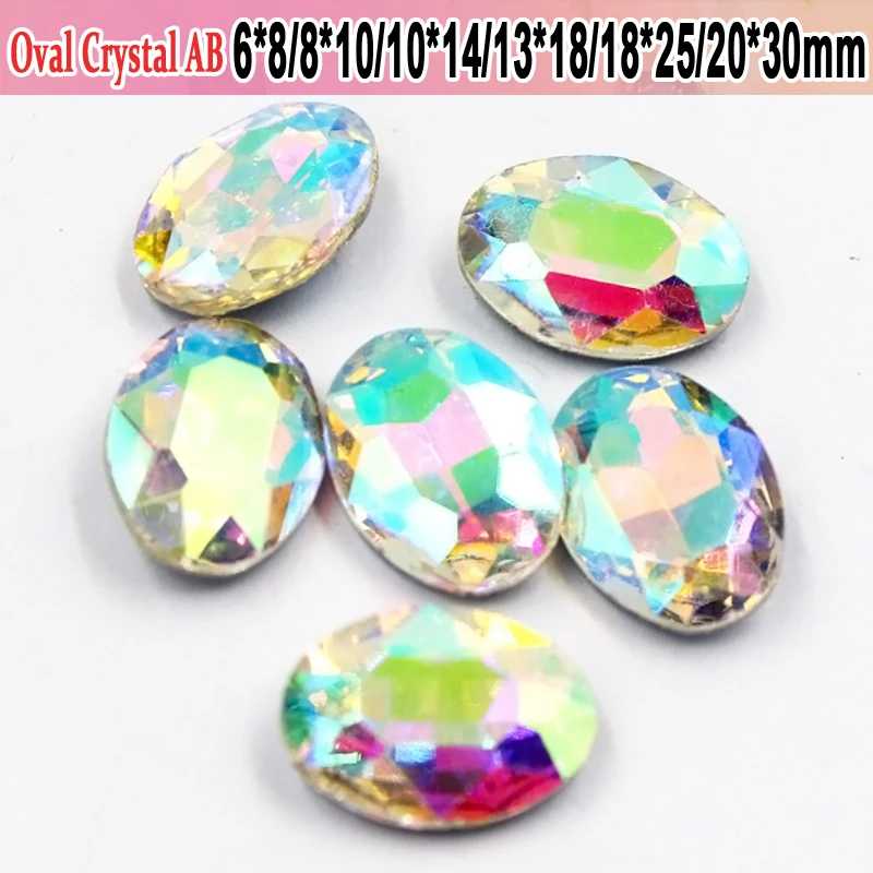 Блестящий Овальный 50 шт Кристалл AB Pointback украшения для вечернего наряда