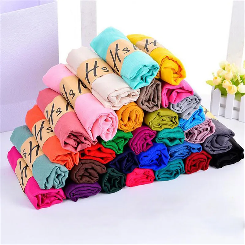 2017 г. женские хлопок белье сплошной шарф мусульманин глушитель повседневные