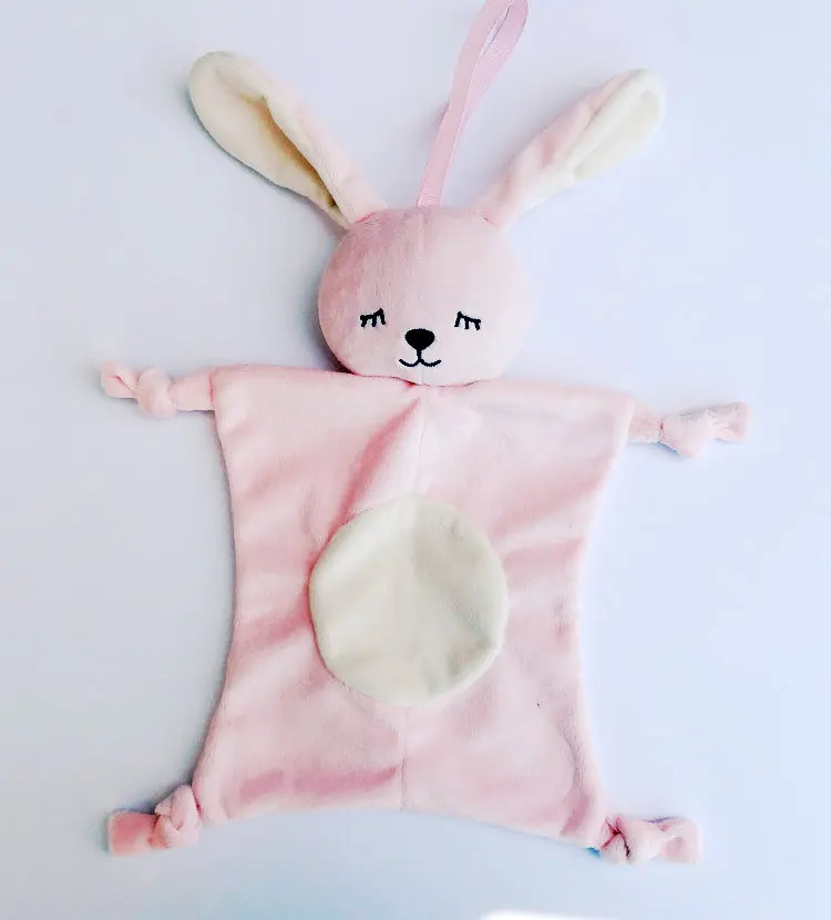 pink rabbit Детское защитное одеяло для душа ребенка, полотенце, мягкие игрушки для животных, мягкое детское успокаивающее полотенце, погремушка, игрушка, кролик, слон, панда - Цвет: pink rabbit