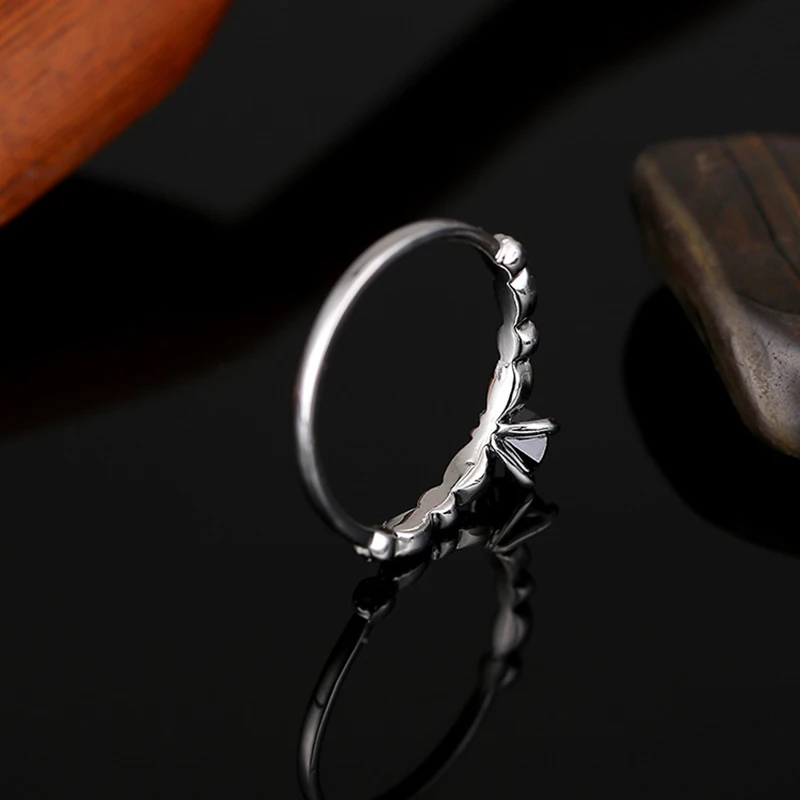 Камень циркония чорный кольца для женщин античный серебряный цвет цинковый