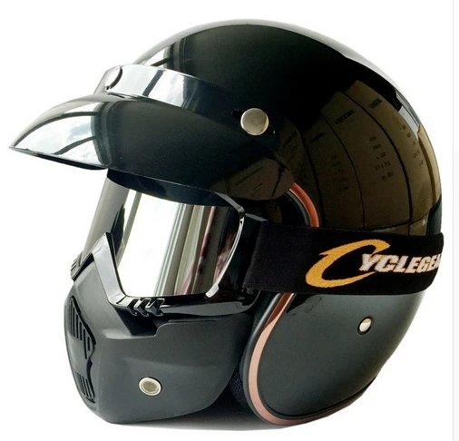 Ретро мотоциклетный шлем Casco Capacete с маской очки - Цвет: as show