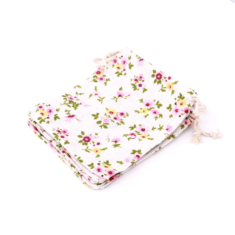 

Free Shipping Newly Pink Flower Packaging Pouches 5pcs 14x16cm Drawstring Cotton Bags Beautiful Jewelry Candy Gifts Storage Bags