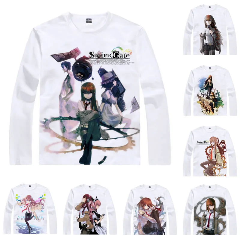 Coolprint аниме рубашка Steins ворота футболки разных стилей с длинным рукавом Makise Kurisu