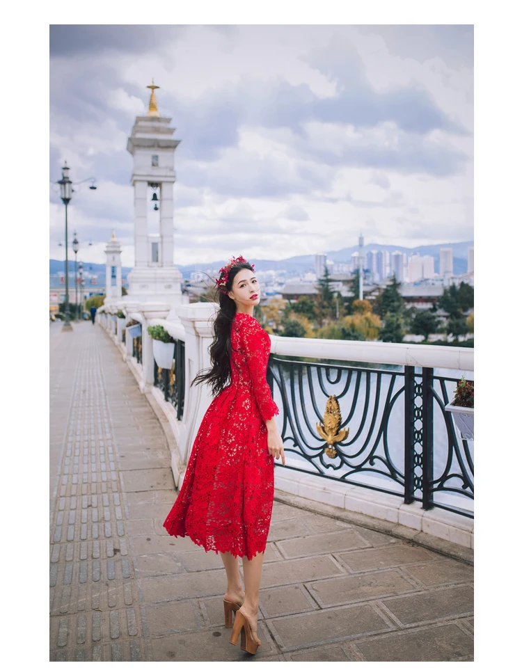 Высокое качество Для женщин мода платье с v-образной горловиной рукав три