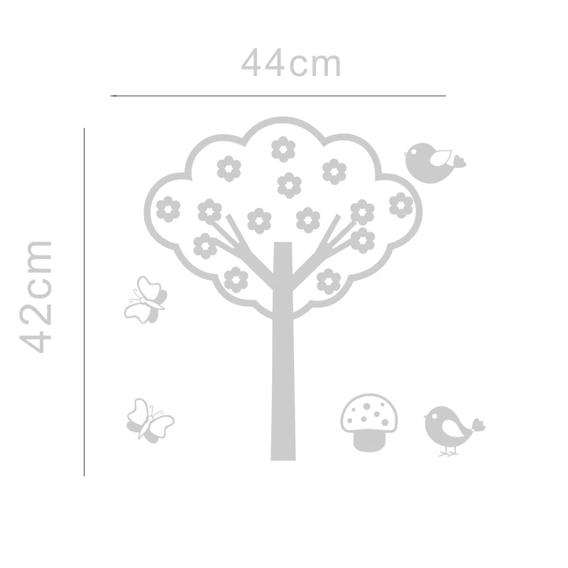 

Cartoon Tree Vinyl Sticker Butterfly Removable Baby Room Wall Art Decals