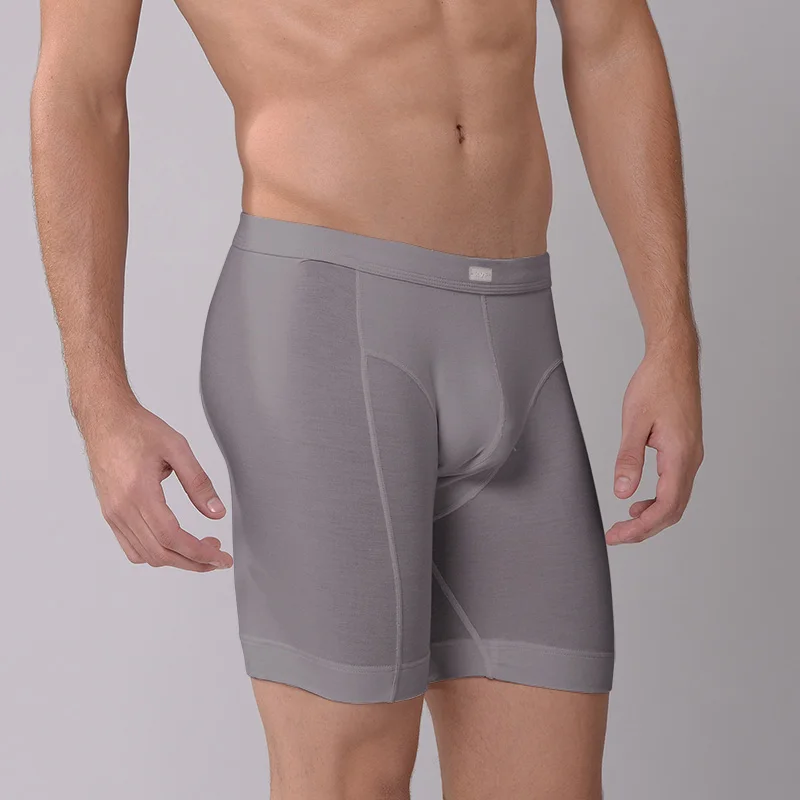 Light Grey 2 шт./лот, хорошее качество, мужское нижнее белье, мужские Длинные боксеры, сексуальные длинные штаны, 5 цветов, 6XL, 7XL, модальные мужские трусы - Цвет: Light Grey