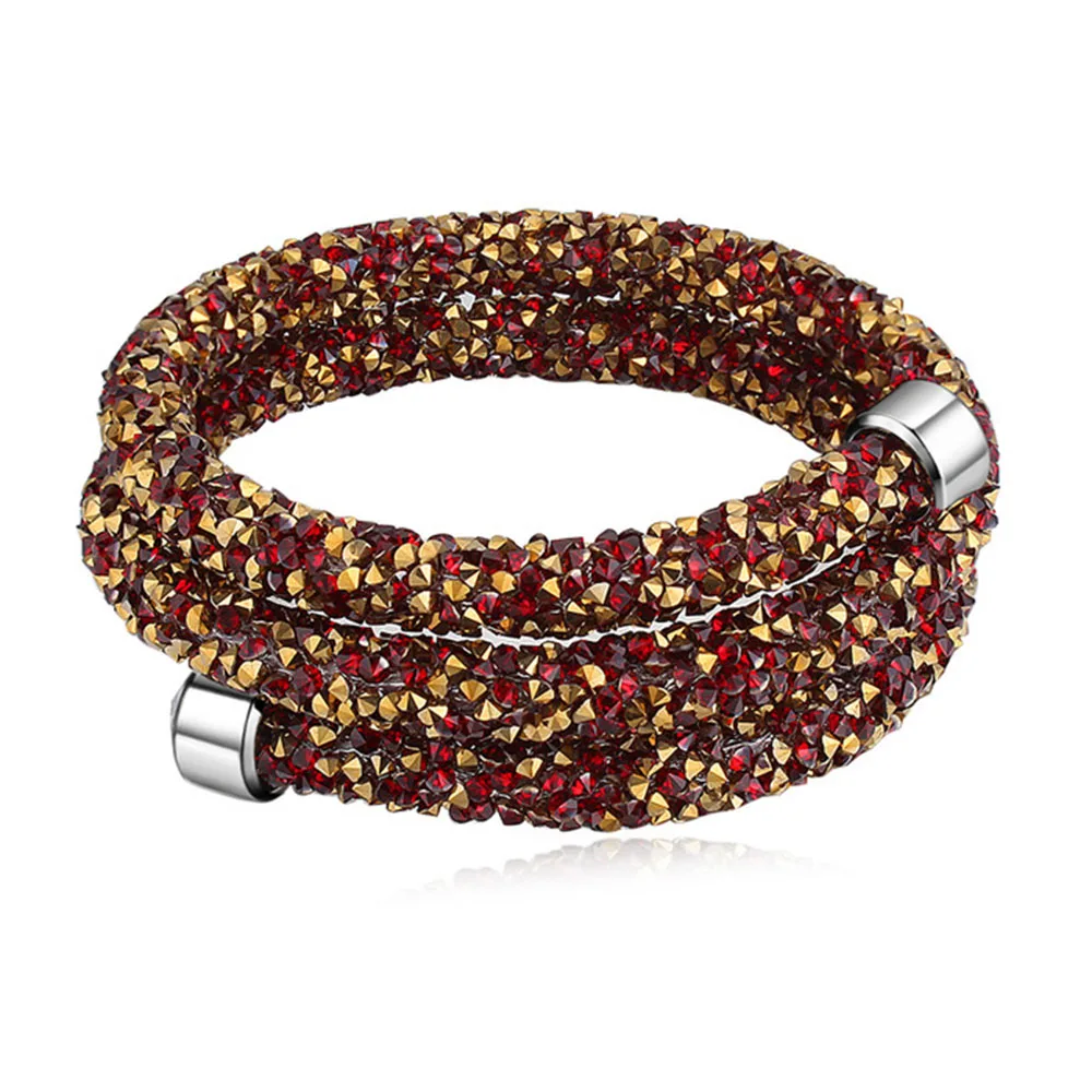 Siam Браслет-манжета двухслойный браслет с кручеными кристаллами от Swarovski для подарка на Рождество хороший для девушки - Окраска металла: Siam
