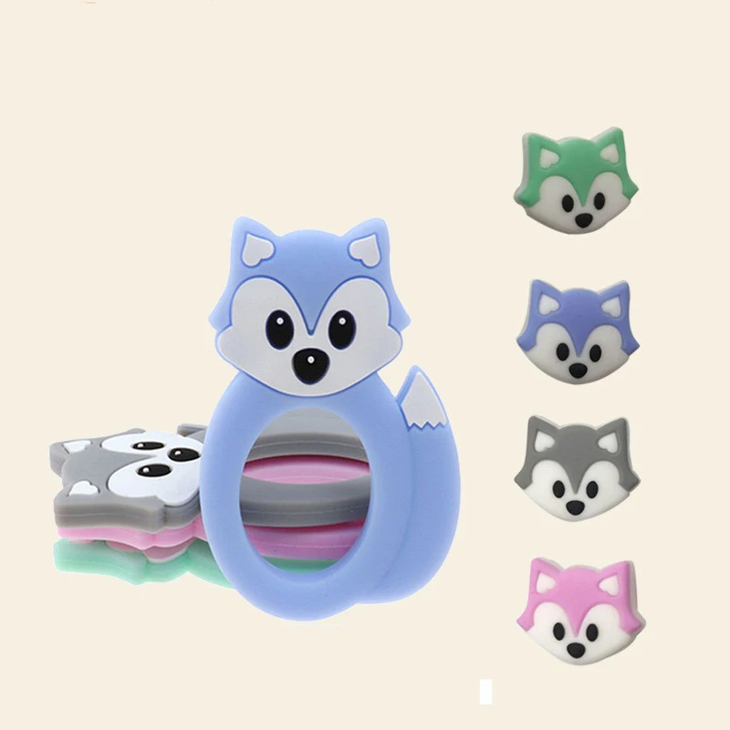 5 шт. новые милые Детские Прорезыватели с лисой Силиконовые бусы для прорезывания