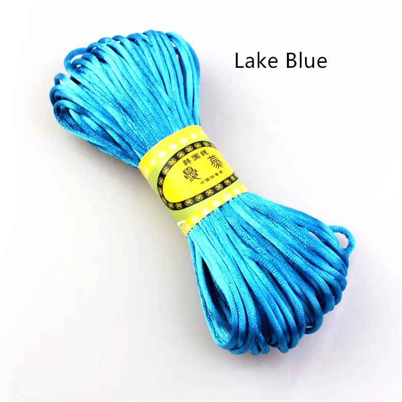 Lake Blue 20 м 2,5 мм Разноцветные нейлоновые черные Сатиновые китайские узлы, шелковый шнур для макраме, бисероплетенная нить Шамбала HK198 - Цвет: Lake Blue