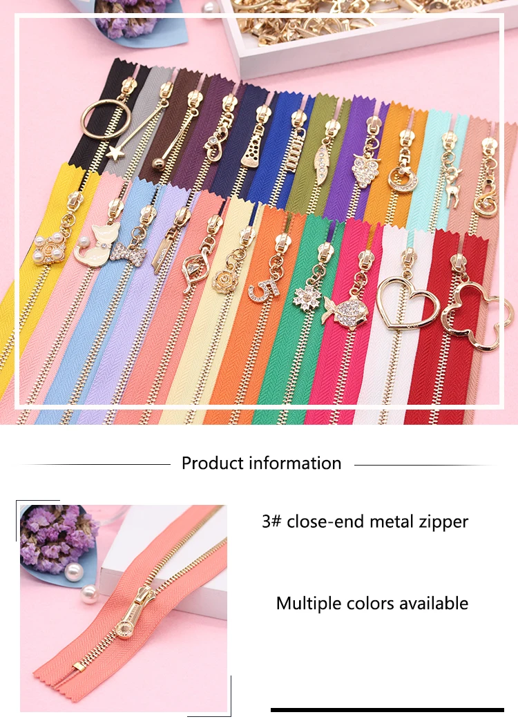 Комплект из 2 предметов Meetee 3# молнии с закрытым концом 35/40/50 см металлическая молния с цветами и жемчугом слайдер многоцветный для Портной Швейные DIY мешок одежды Craft Accessoy