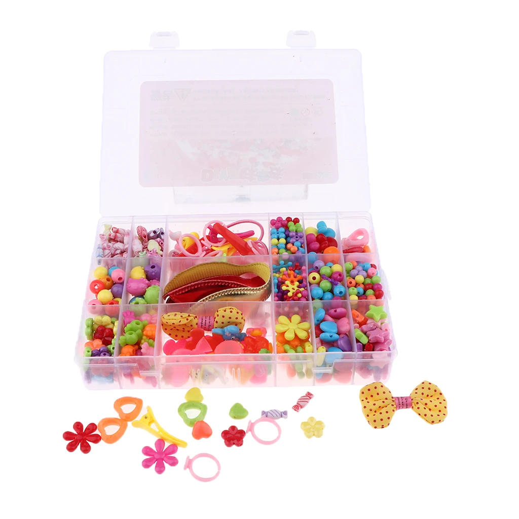 500 Pieces Colorful Acrylic Craft Beads Kit for Kids Girl Jewelry DIY Making | Игрушки и хобби