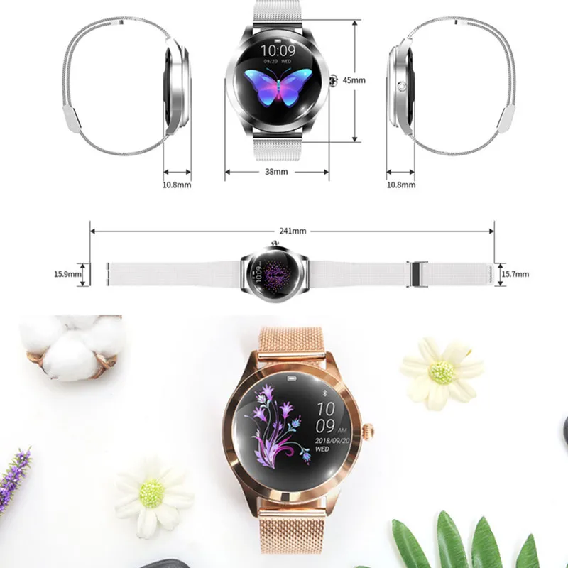 Bluetooth Смарт часы для женщин и девушек спортивные Роскошные водонепроницаемые с