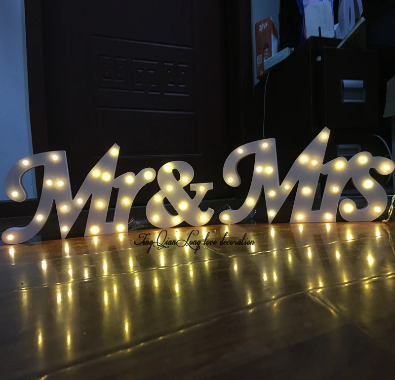 СВЕТОДИОДНЫЕ Буквы Свет MR& MRS signBatteries Работает(не Входит В Комплект) СВЕТОДИОДНЫЙ SignLight Письма и Горит Дом Свадьба знак