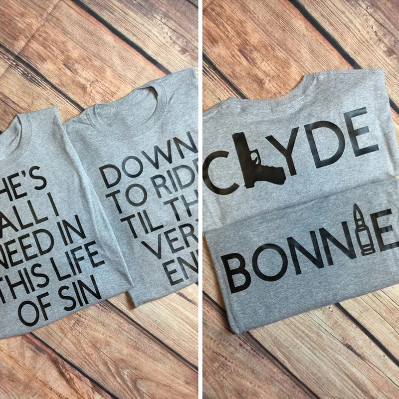 Футболки для пары Bonnie & Clyde подходящие парные футболки футболка мужчин и женщин