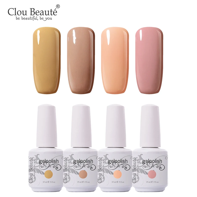 Clou Beaute УФ-гель для ногтей база Fundation для ногтей верхнее покрытие Гель-лак полуперманентные эмалы гель замочить от краски для ногтей - Цвет: 4PCSZH06