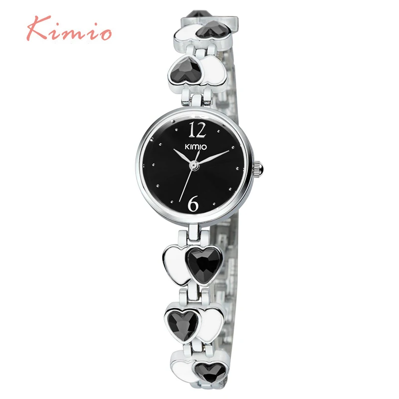 Kimio бренд relojes con diamantes любовь сердце драгоценный камень тонкий ремешок наручные