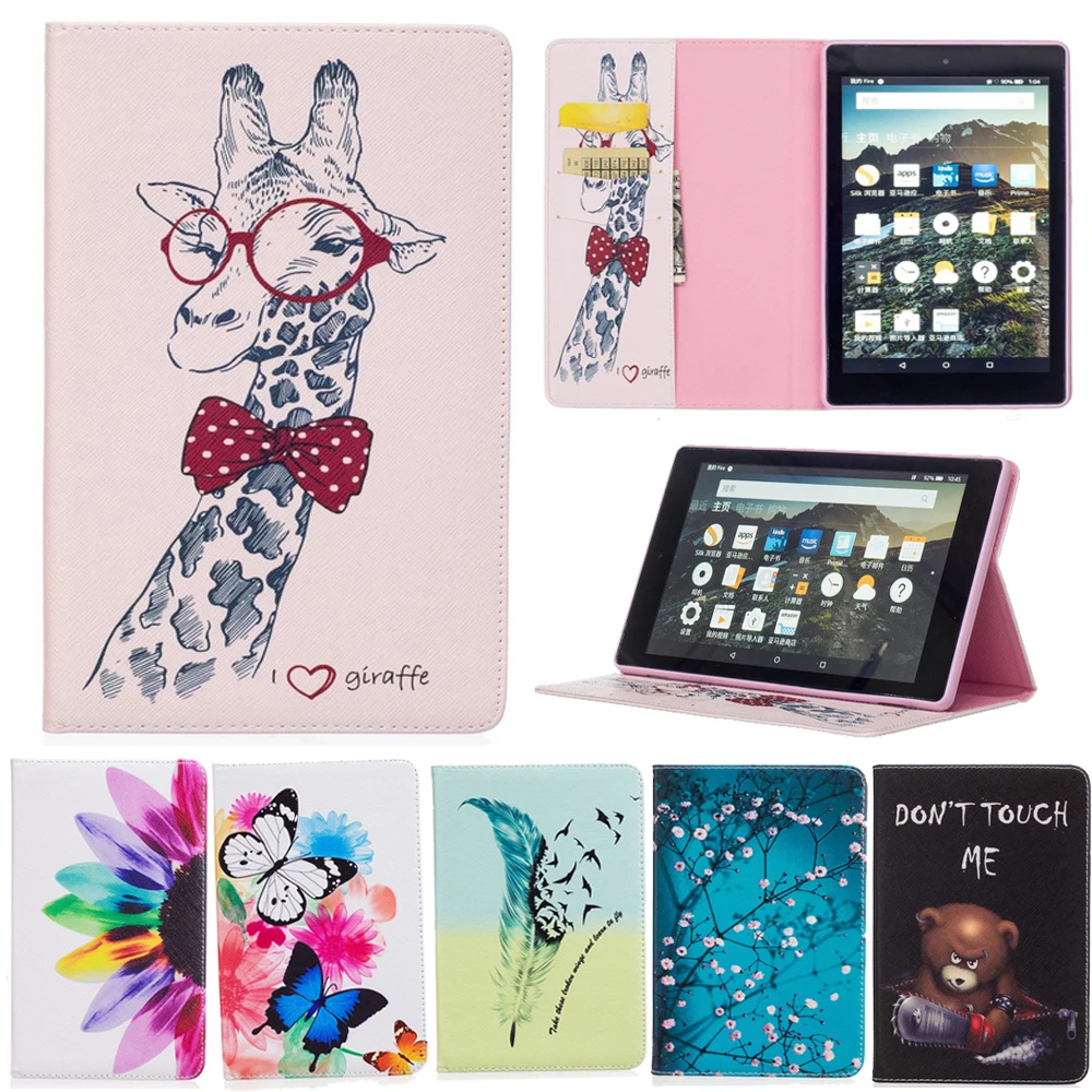 Чехол с изображением жирафа из мультфильма для Kindle Fire HD 8 2016 чехол подставкой и