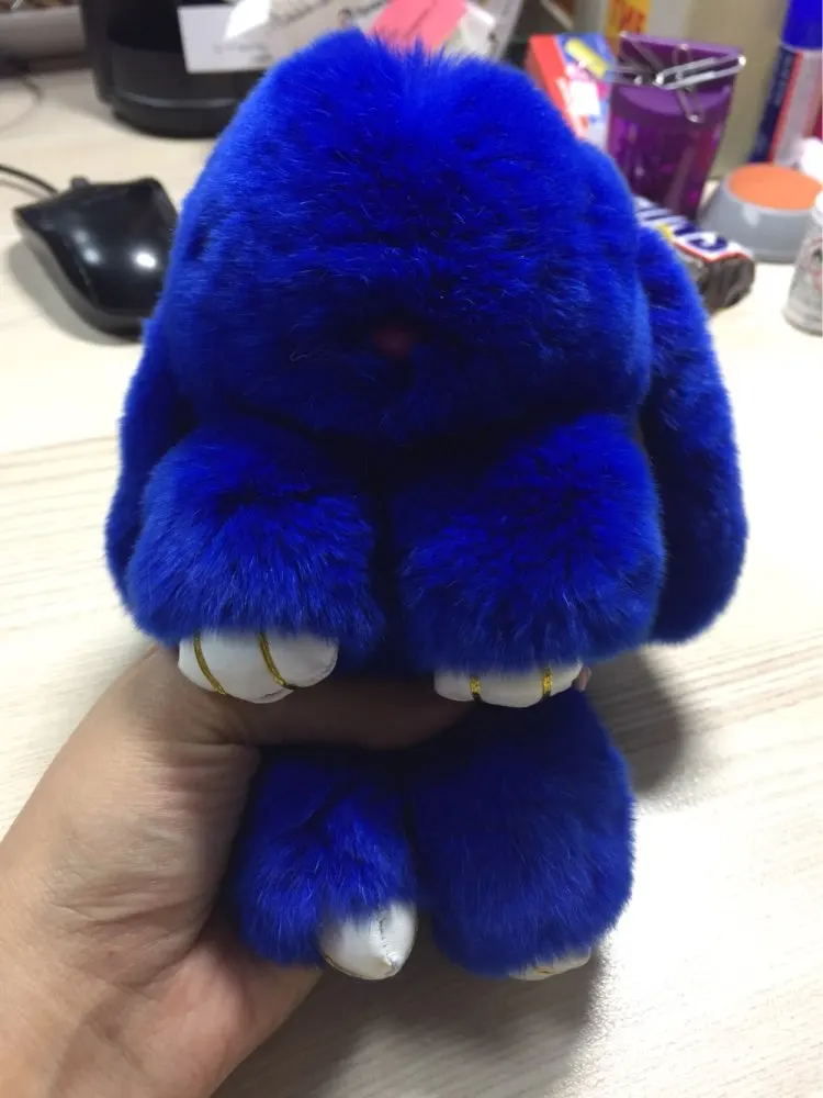 Blue Брелок из натурального кроличьего меха, брелок для женщин, Сумка с помпоном, брелок с помпоном, брелок с помпоном для телефона, автомобильный ювелирный подарок - Цвет: Blue