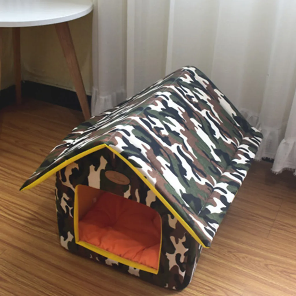 Домашнее животное кошка собака кровать зимняя мягкая теплая Конура для домашних животных для дома портативные домашние уличные съемные маленькие домики для собаки размер S F125