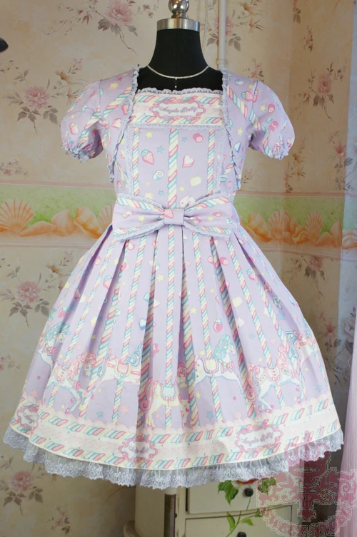 Японское хлопковое платье лолиты с короткими рукавами и принтом костюмы|costume