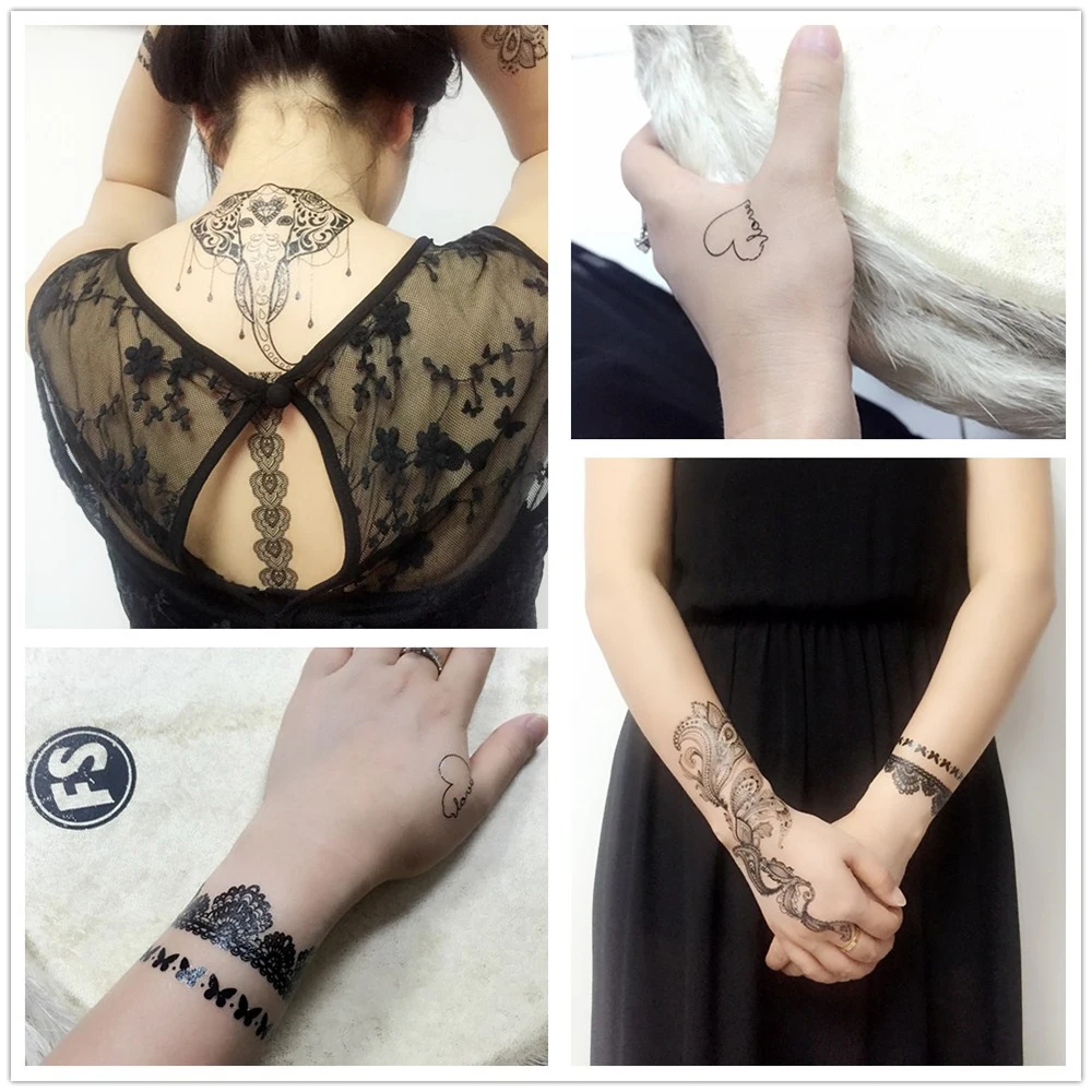 Временные тату-наклейки в виде животных 5 шт. сова Бабочка слон журавль