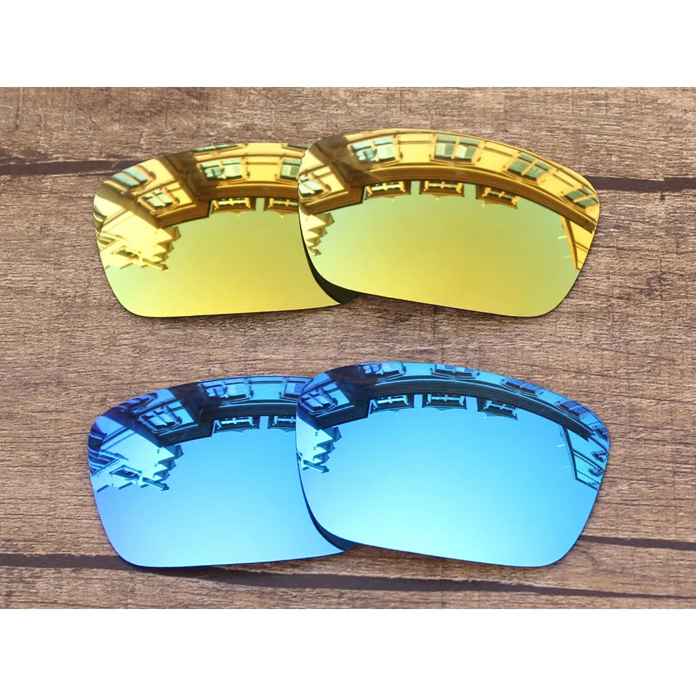 

Vonxyz 2 Pairs Ice Mirror & 24K Mirror Polycarbonate Replacement Lenses for-Oakley Fuel Cell Frame