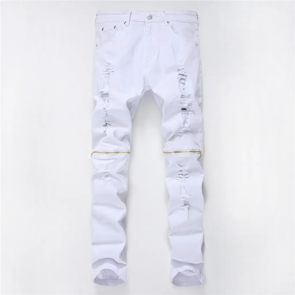 Новинка рваные красные мужские джинсы прямые джинсы-карго Стрейчевые с молниями