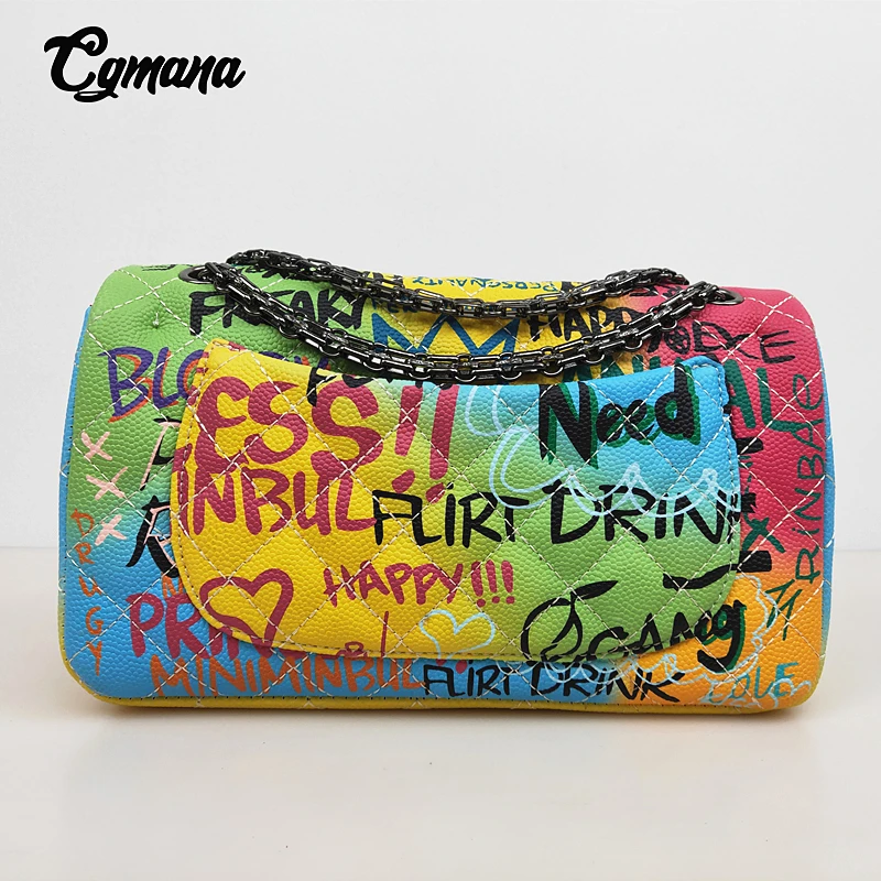 Сумка на цепочке с граффити для женщин коллекция 2020 года роскошные женские сумки