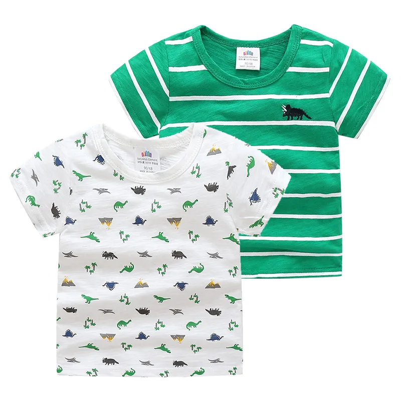 Футболка с короткими рукавами и динозавром для малышей Новинка лета 2019 детский