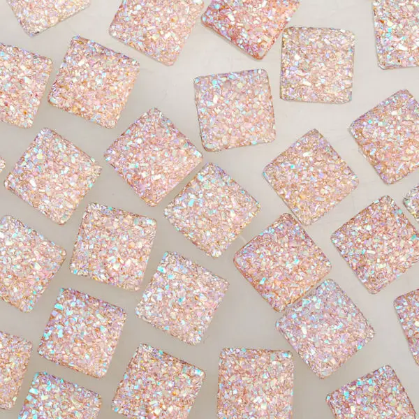 100 шт 12 мм квадратный Блестящий Кабошон из смолы украшения для рукоделия