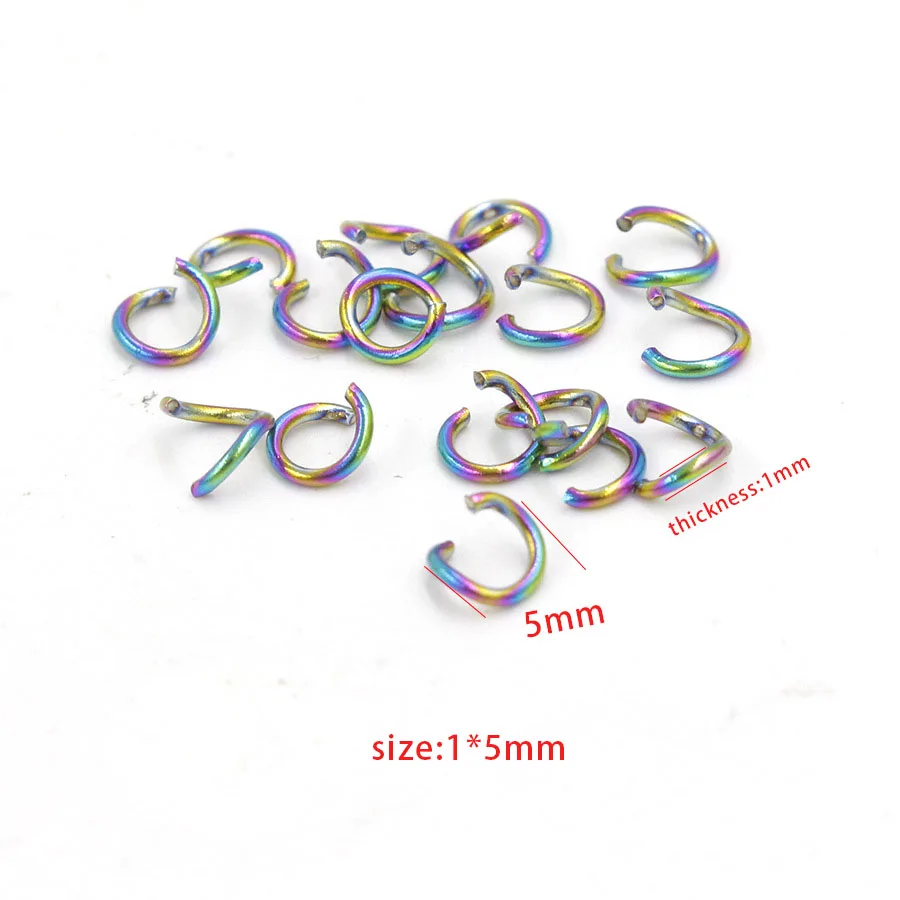 1x5mm rainbow color Fnixtar 1*5/7 мм, 1,2*7 мм, Радужное цветное кольцо из нержавеющей стали, Открытое кольцо, сделай сам, ювелирное изделие, открывающееся, с одной петлей, разъемное кольцо, 100 шт./лот - Цвет: 1x5mm rainbow color