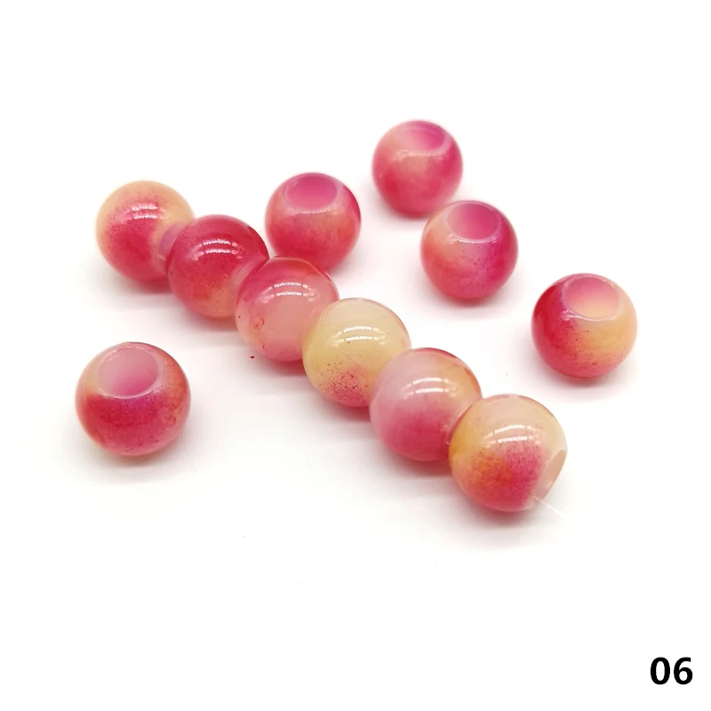06 20 pcs 12mm Big Hole Beads Round Beads for Jewelry Making Acrylic Beads Multicolor Loose Bead Jewelry DIY Accessory - Цвет: 06