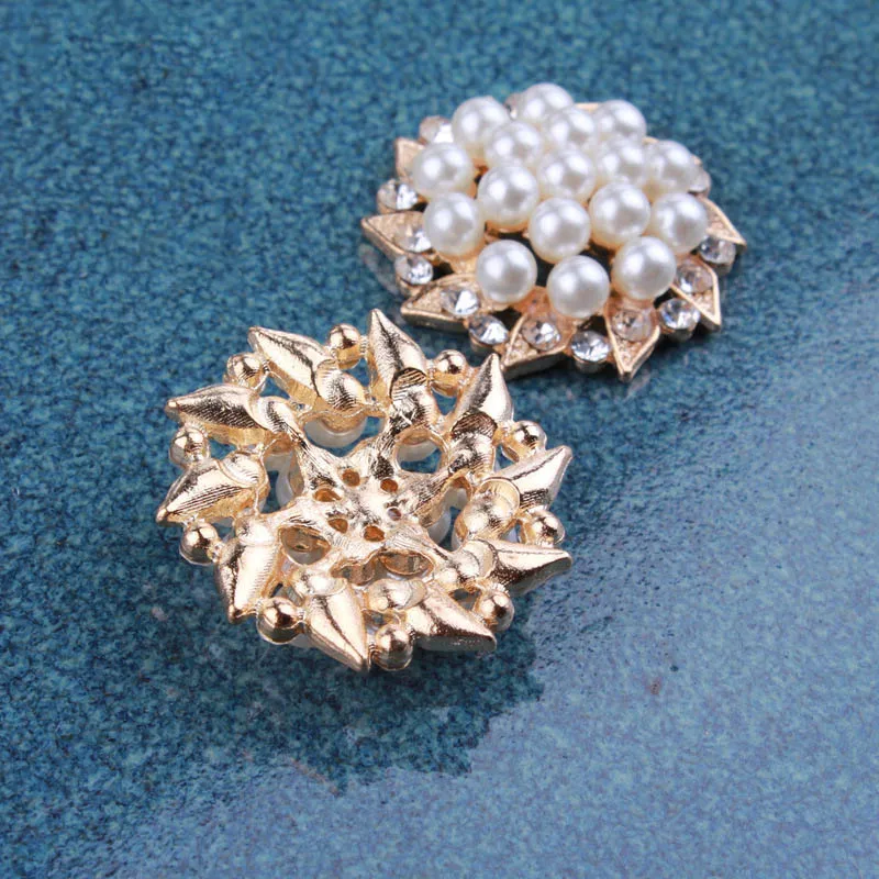 

Engood 2018New 50Pcs Rhinestone Pearl Buttons for DIY Bridal bouquet or clothing and hair ornaments decoration ZJ176