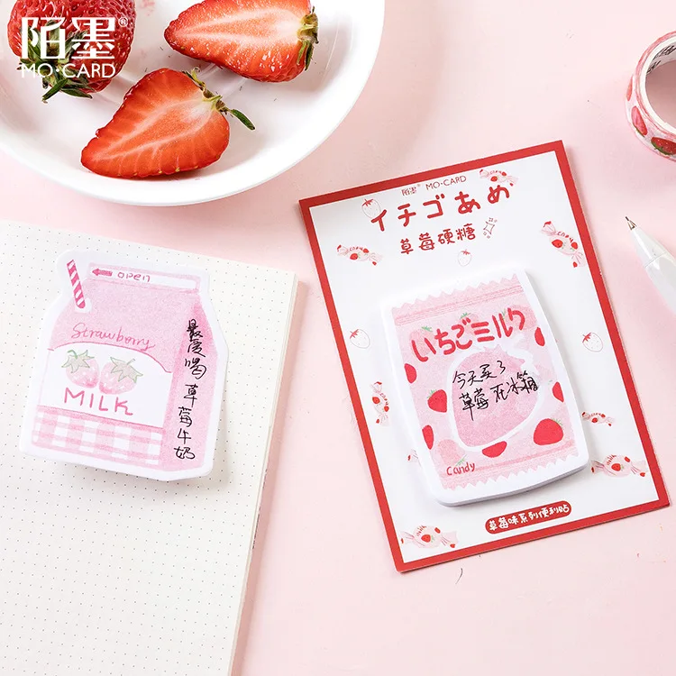 Kawaii милый стикер с клубничным молоком для заметок маркеры Закладка блокнот