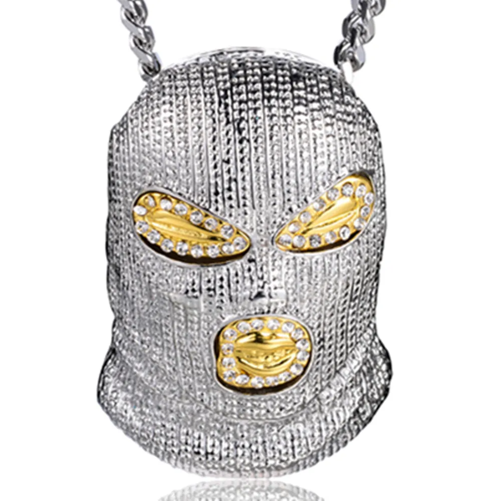 CSGO ожерелье с подвеской в стиле рок Стразы Золотая Серебряная черная маска