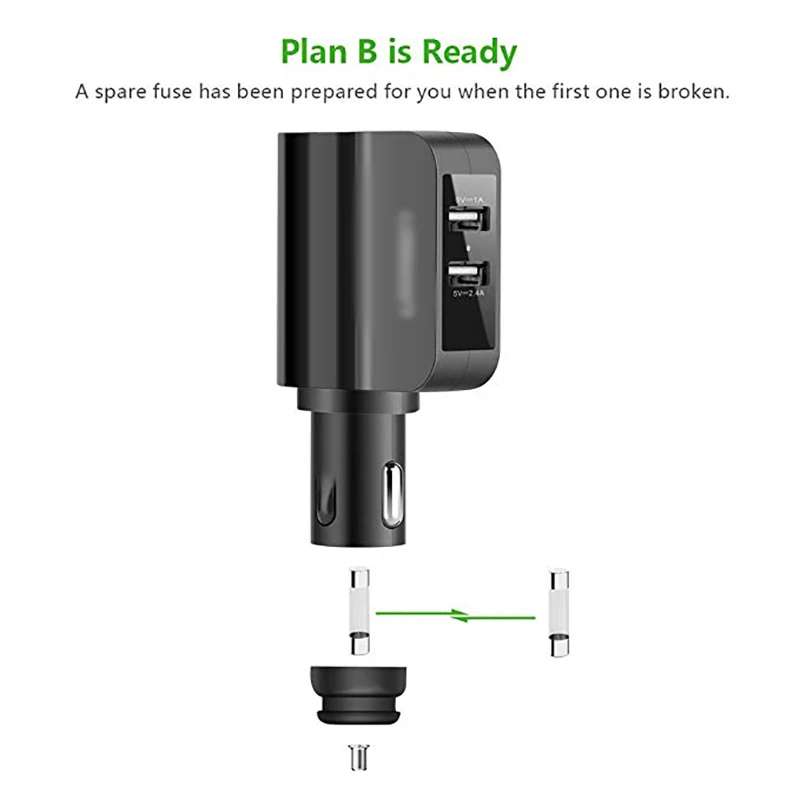 Автомобильное зарядное устройство 60 Вт разветвитель гнезда прикуривателя 5 в 2.4A