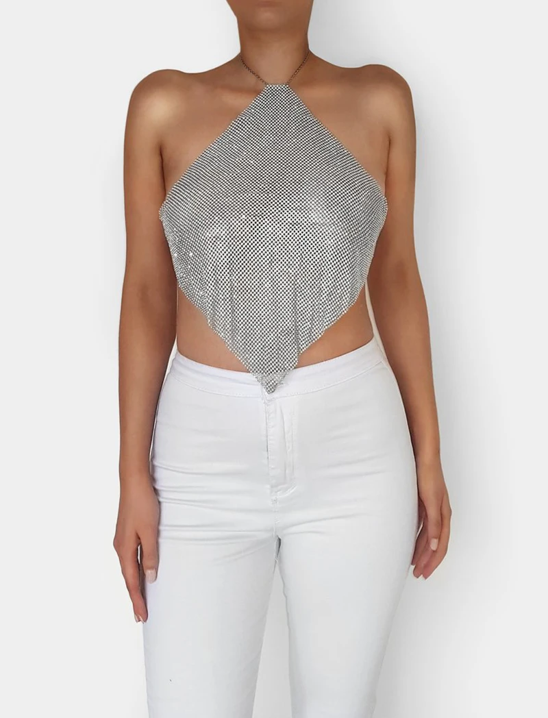 2017 блестящий топ на бретельках с кристаллами сексуальный Летний Пляжный женский