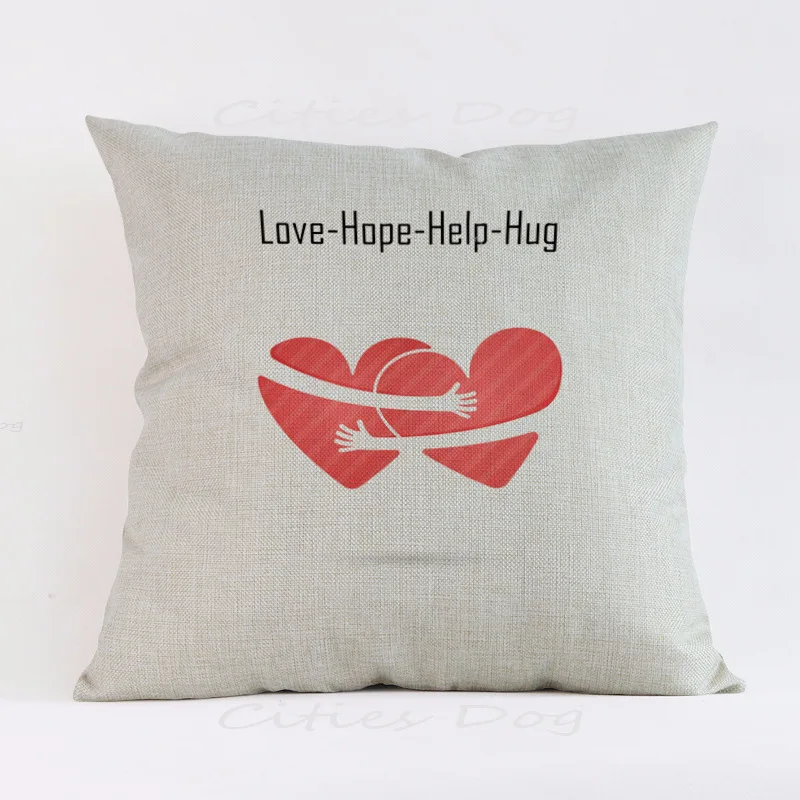 ADQKCLY Red Heart Linen Cushion Cover Love Letters Printed throw Pillowcase Home Textile for Seats Car Decorative Pillow Covers | Дом и сад