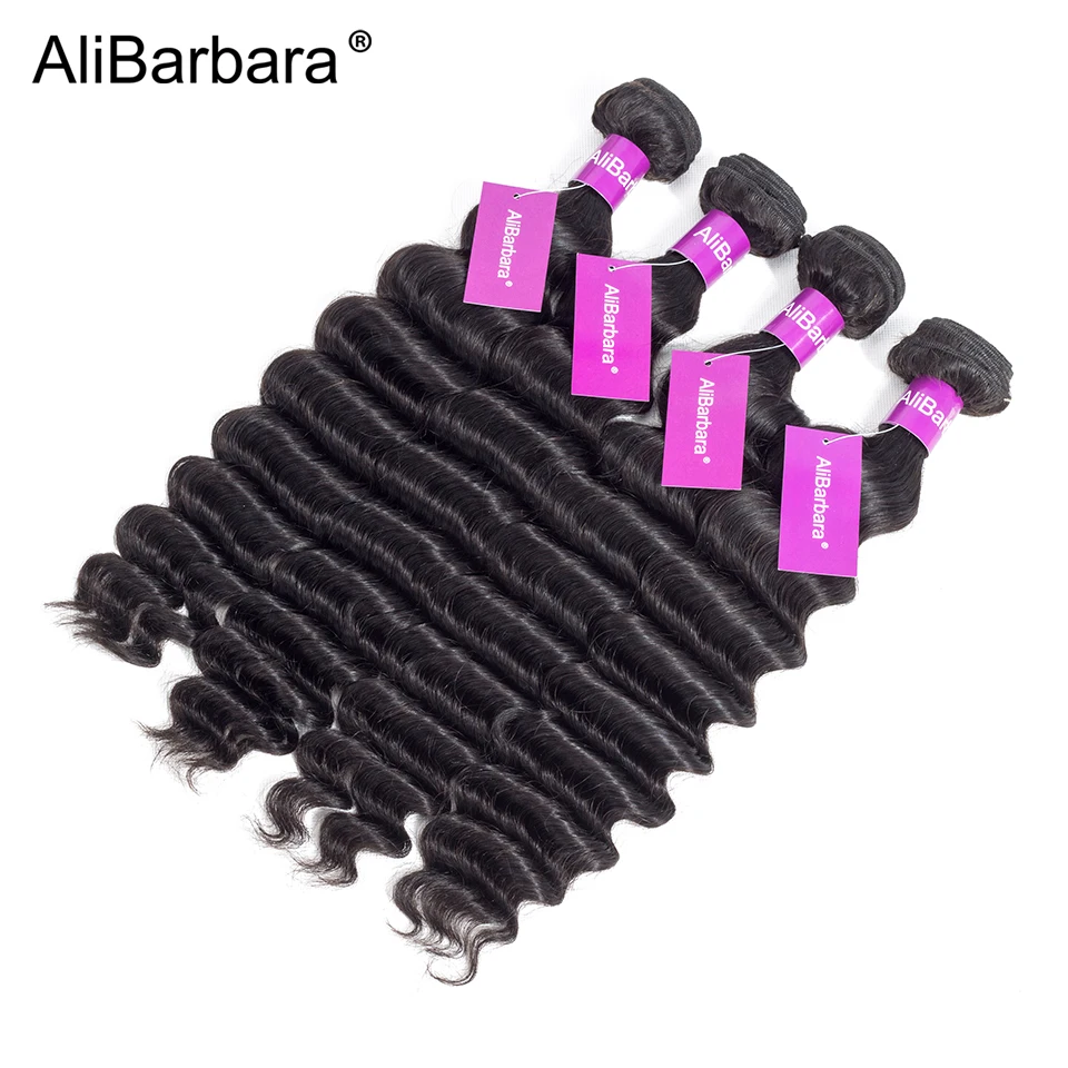 Волосы AliBarbara перуанские свободные глубокие пряди волос Remy человеческих 4 для