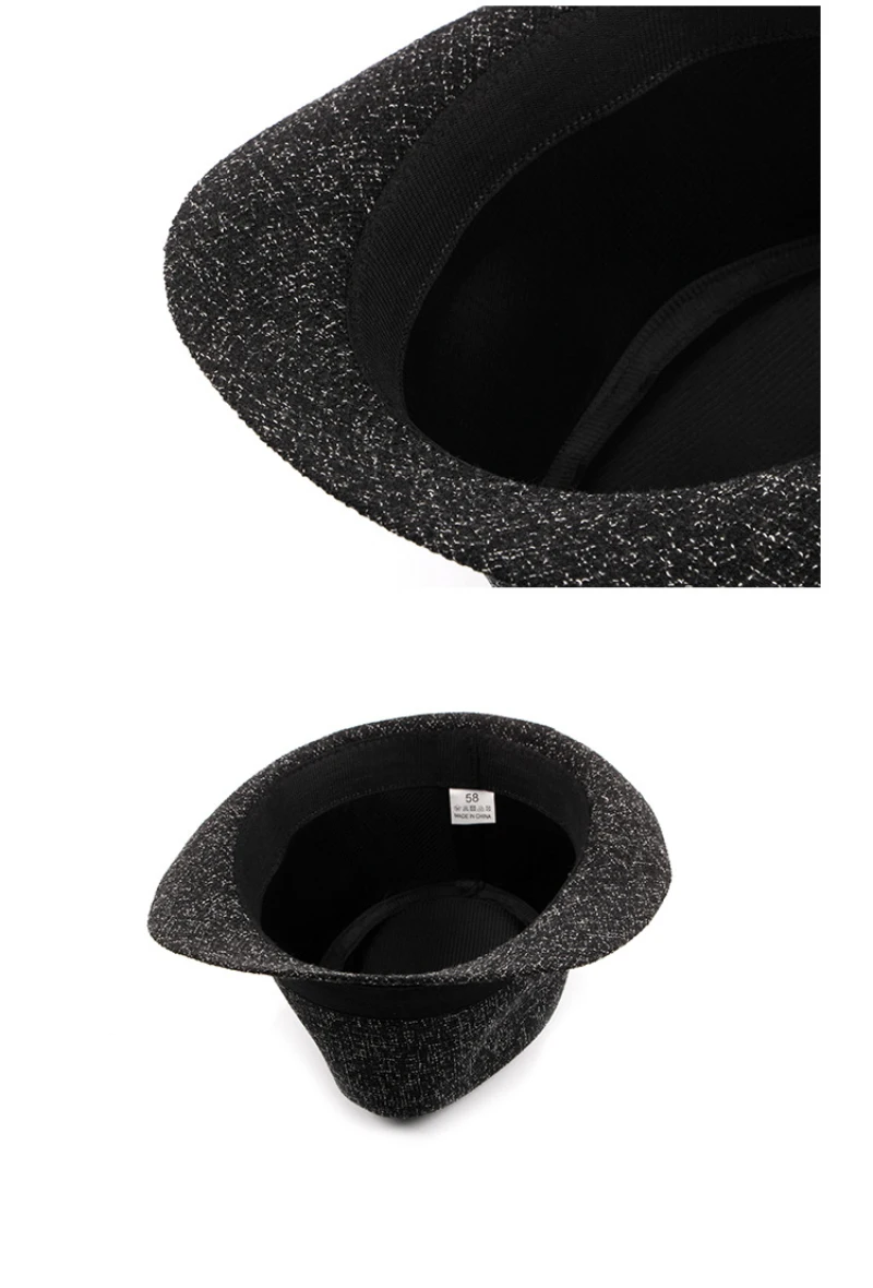 HT1750 Новинка Осень Зима Fedoras мужские и женские повседневные шляпы Trilby Bowler унисекс черный ремешок джазовые шляпы широкий джазования с полями шляпа Fedora