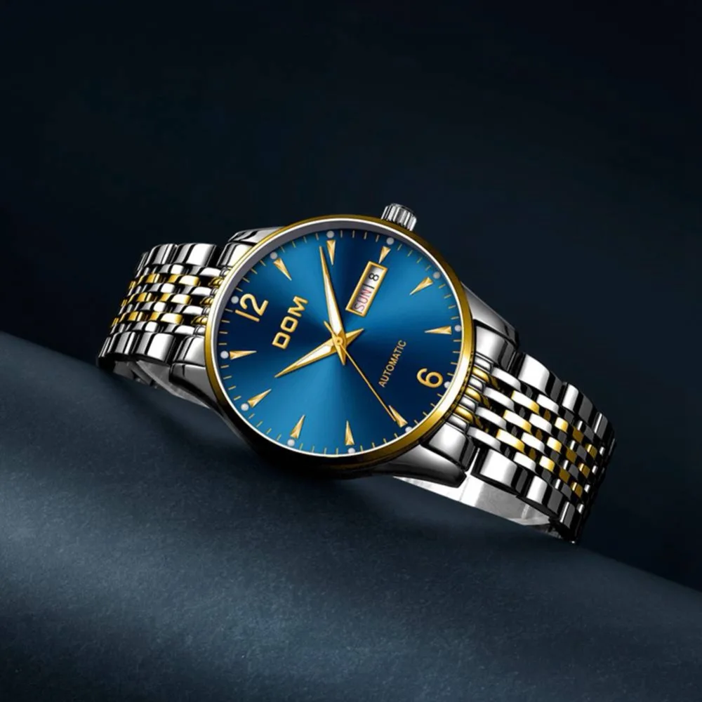 Часы DOM Мужские механические модные повседневные водонепроницаемые брендовые