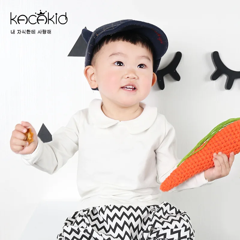73 Kacakid/Весенняя детская одежда футболки, милая хлопковая футболка для девочек Детская Милая рубашка с длинными рукавами для малышей Топы - Цвет: 73