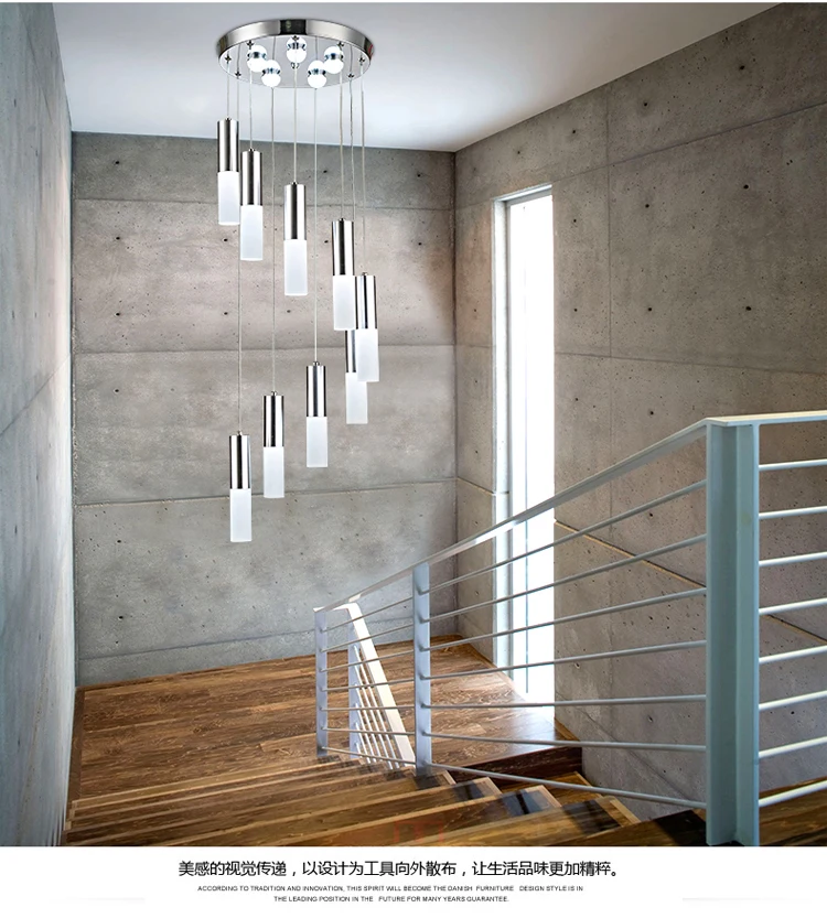 Светодиодная Люстра для столовой современная простая двойная лестница