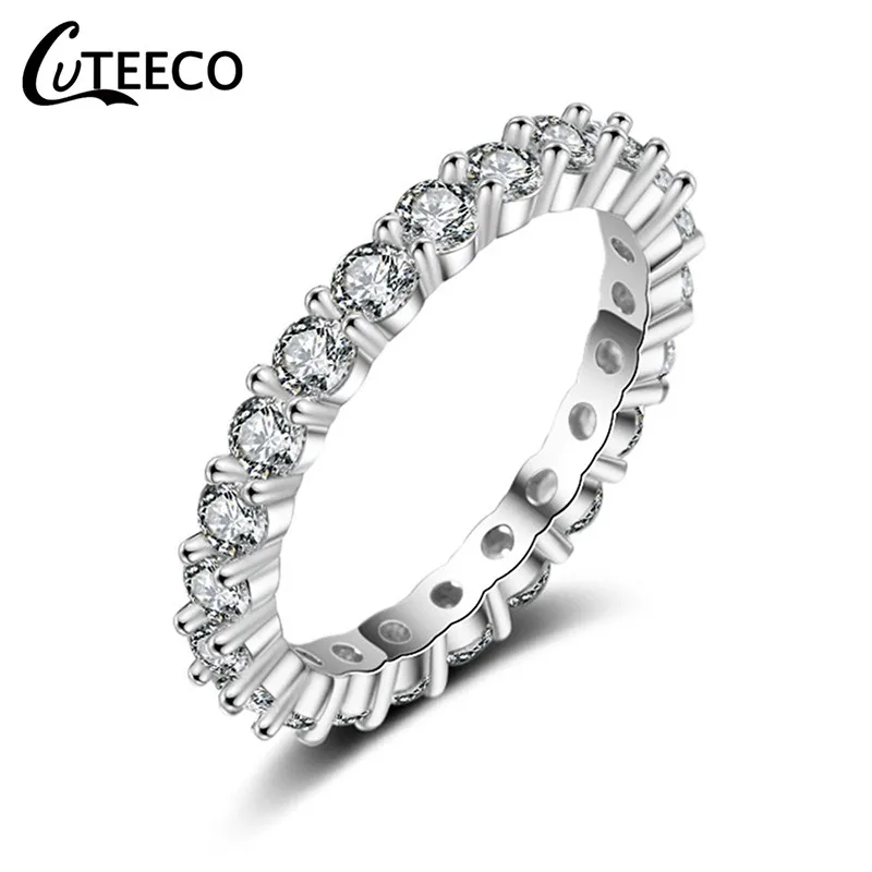 CUTEECO серебристый цвет прозрачный CZ обручальное кольцо для женщин подходит бренд кольца горячая Распродажа ювелирное обручальное кольцо дропшиппинг - Цвет основного камня: AD0710