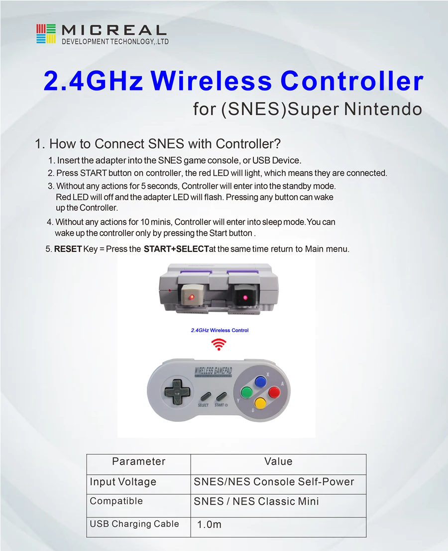 1 шт. 2,4 ГГц беспроводной контроллер для SNES для Super nintendo Classic MINI